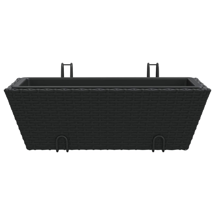 plantekasser med kroge 2 stk. polyrattan sort