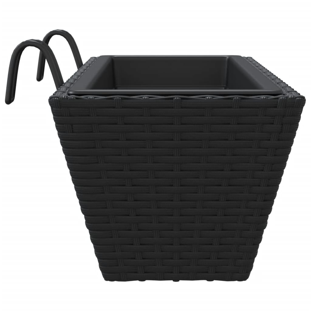plantekasser med kroge 2 stk. polyrattan sort