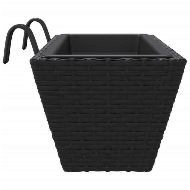 plantekasser med kroge 2 stk. polyrattan sort