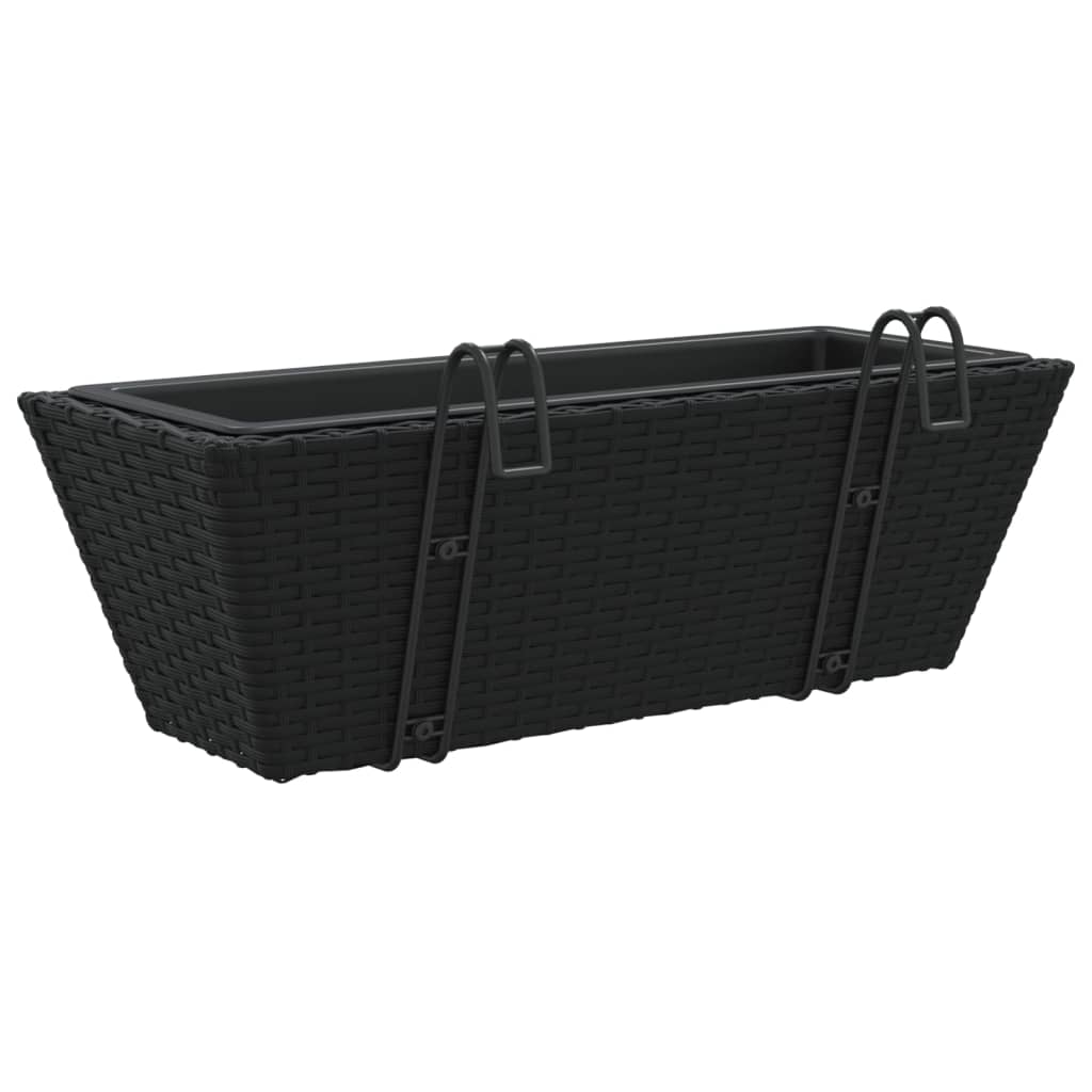 plantekasser med kroge 2 stk. polyrattan sort