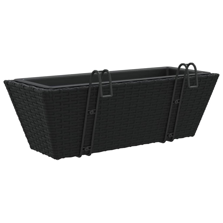 plantekasser med kroge 2 stk. polyrattan sort