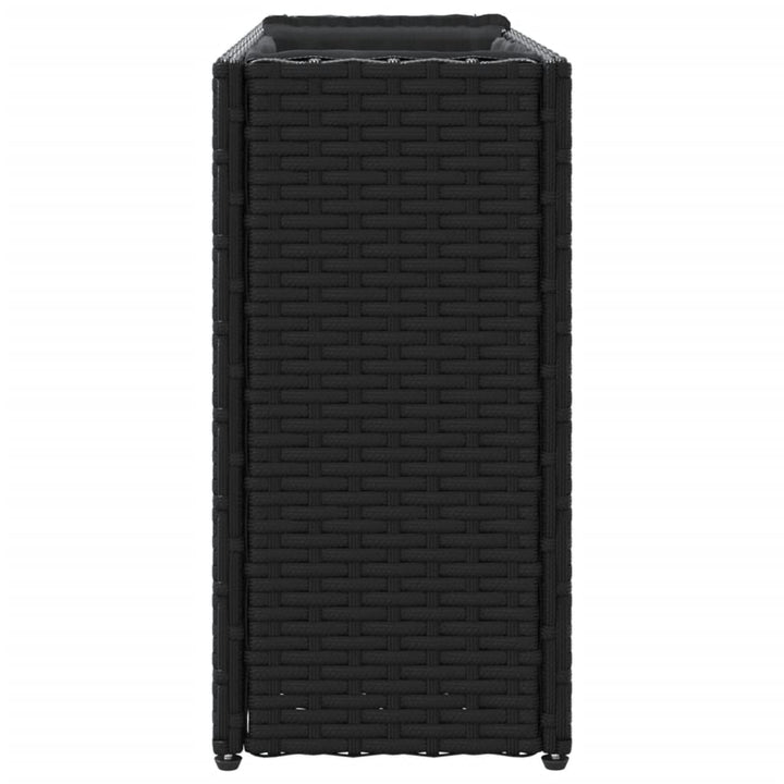 plantekasse med 2 krukker 90x20x40 cm polyrattan sort