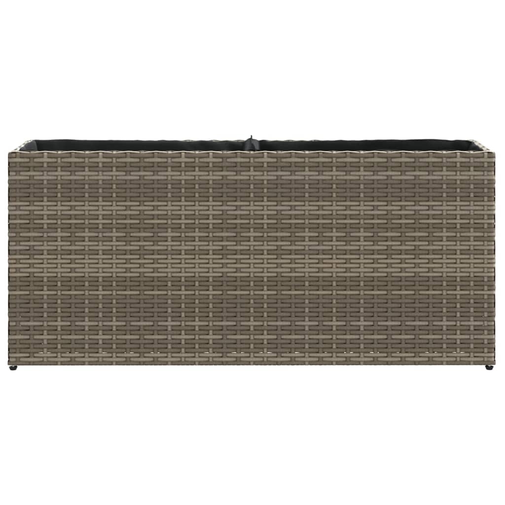plantekasse med 2 krukker 90x20x40 cm polyrattan brun