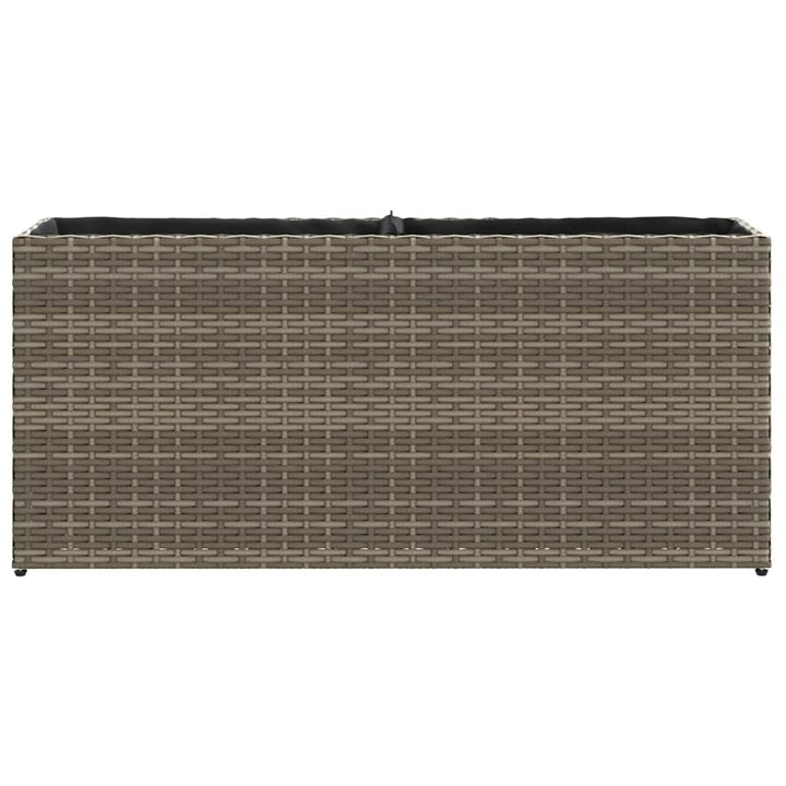 plantekasse med 2 krukker 90x20x40 cm polyrattan brun