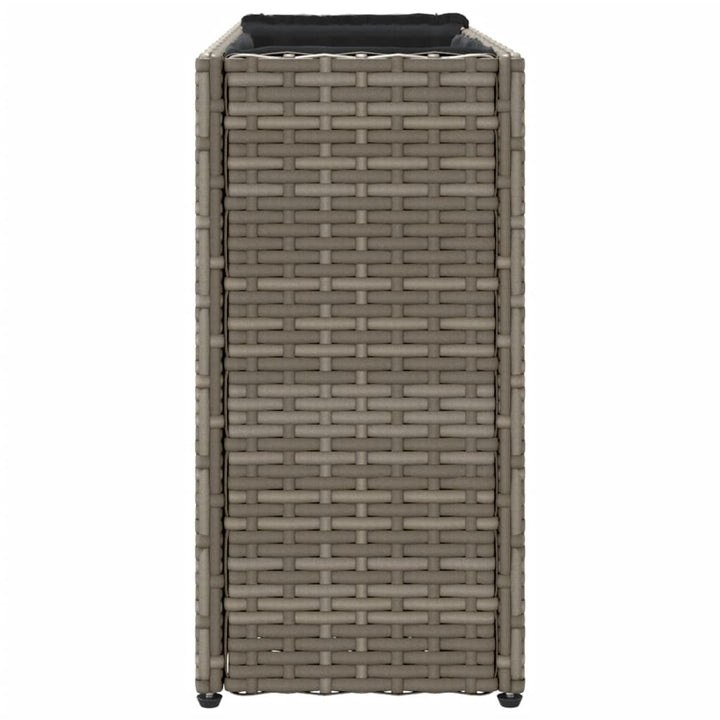 plantekasse med 2 krukker 90x20x40 cm polyrattan brun