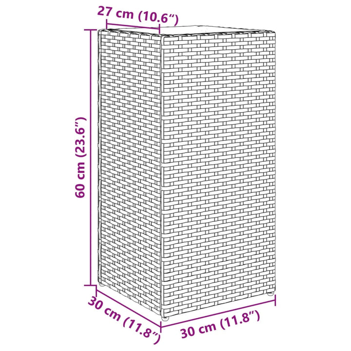 plantekasse 30x30x60 cm polyrattan sort