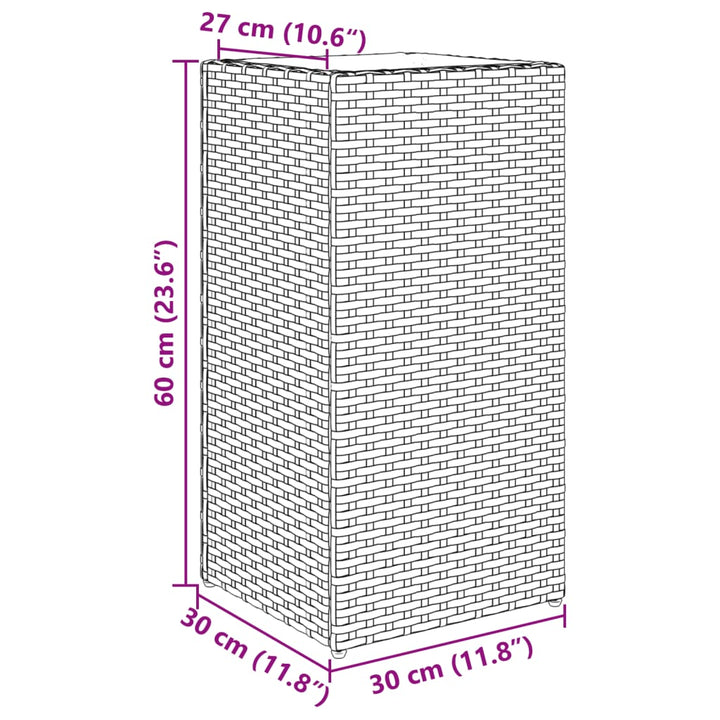 plantekasse 30x30x60 cm polyrattan grå