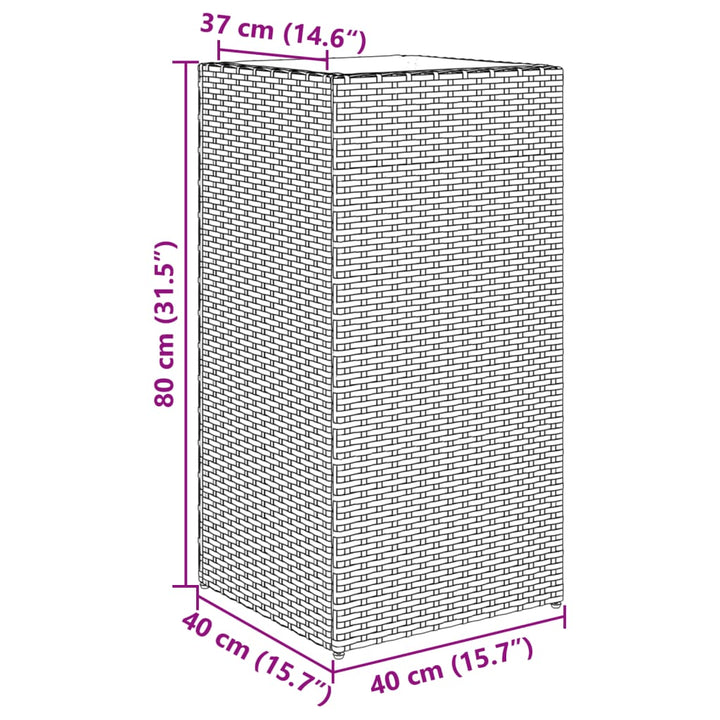 plantekasse 40x40x80 cm polyrattan sort