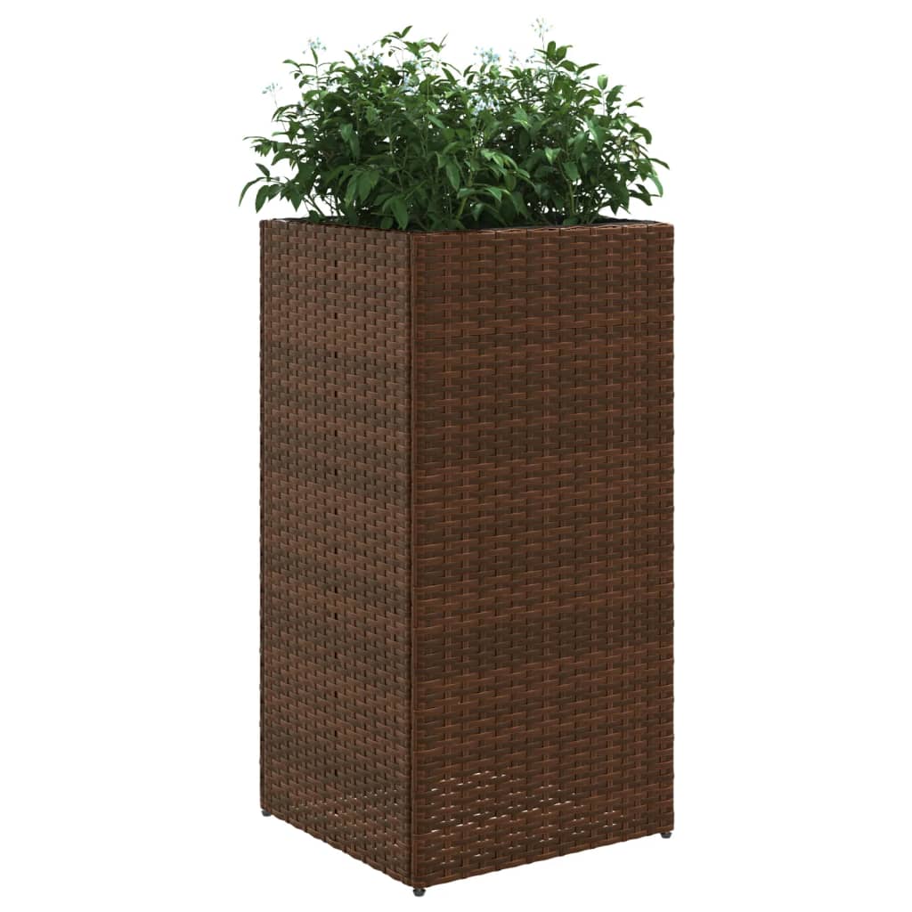plantekasse 40x40x80 cm polyrattan brun