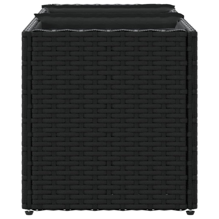 plantekasse med 3 krukker 105x30x32 cm polyrattan sort