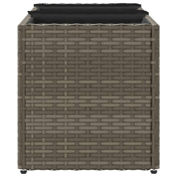 plantekasse med 3 krukker 105x30x32 cm polyrattan grå