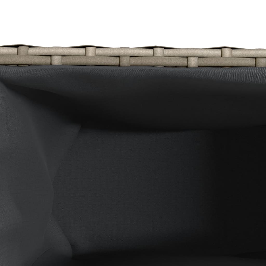 plantekasse med hjul og 3 krukker 107x32x38 cm polyrattan grå