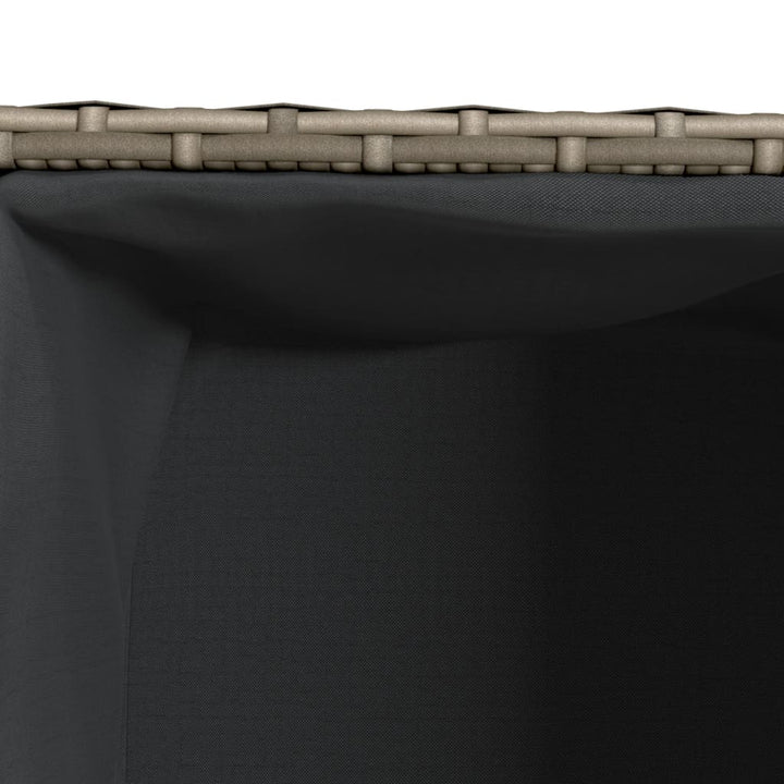 plantekasse med hjul og 2 krukker 72x30x32 cm polyrattan grå