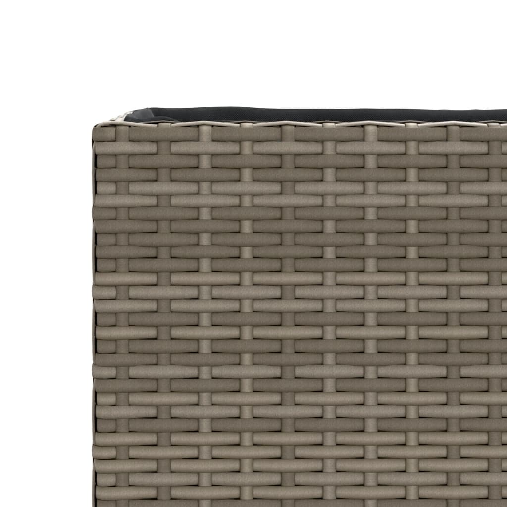 plantekasse med hjul og 2 krukker 72x30x32 cm polyrattan grå