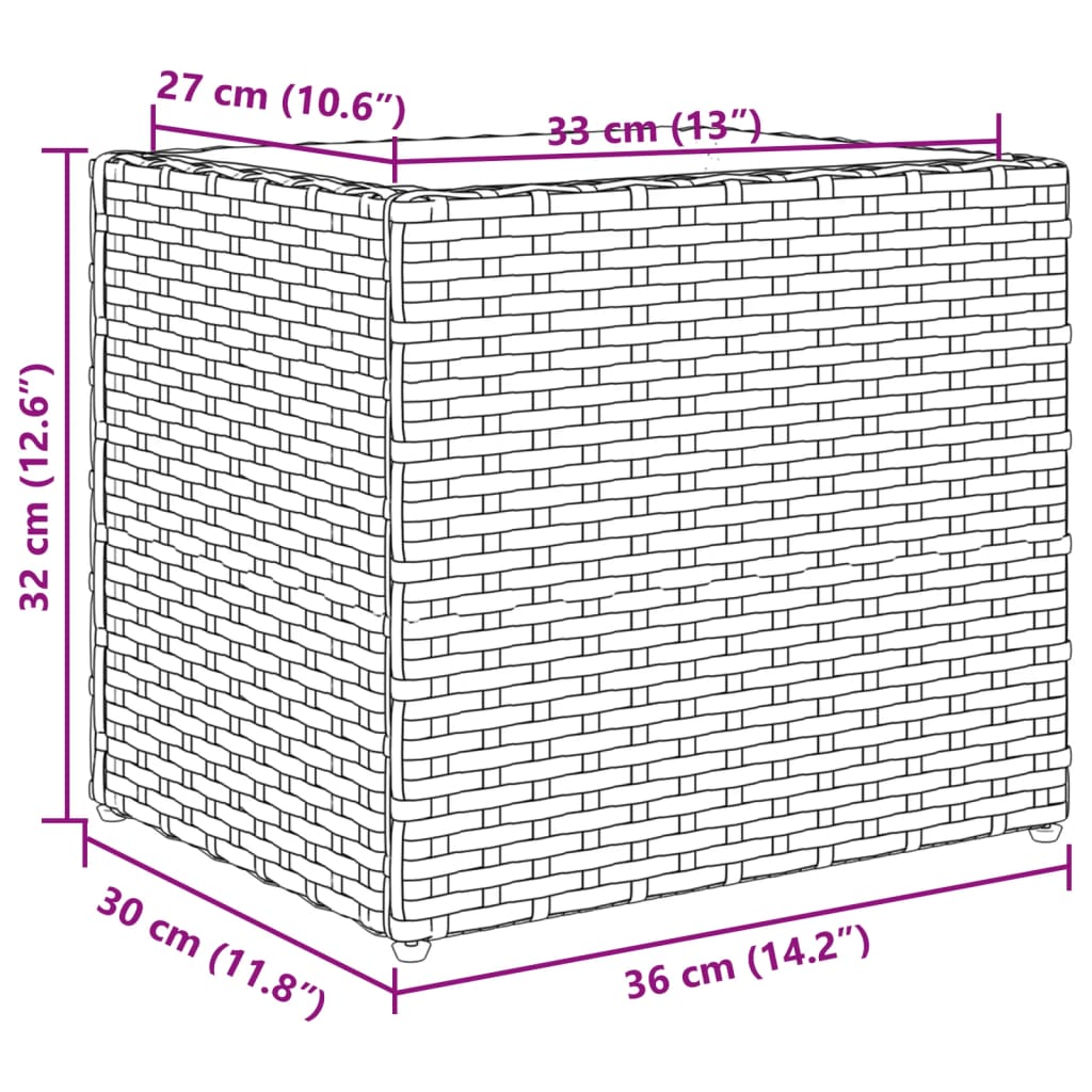 plantekasse 36x30x32 cm polyrattan brun