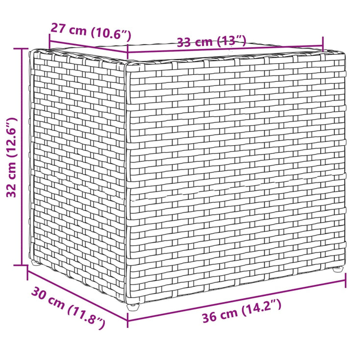 plantekasse 36x30x32 cm polyrattan brun