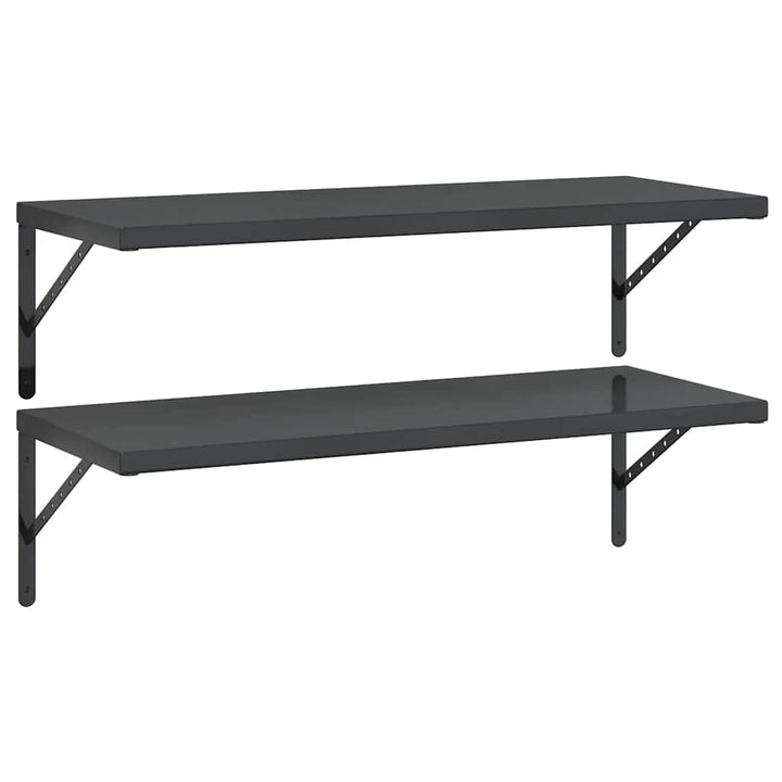 væghylder 2 stk. 100x40 cm rustfrit stål sort