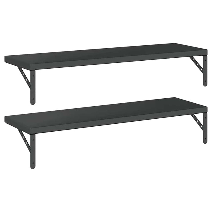 væghylder 2 stk. 100x30 cm rustfrit stål sort