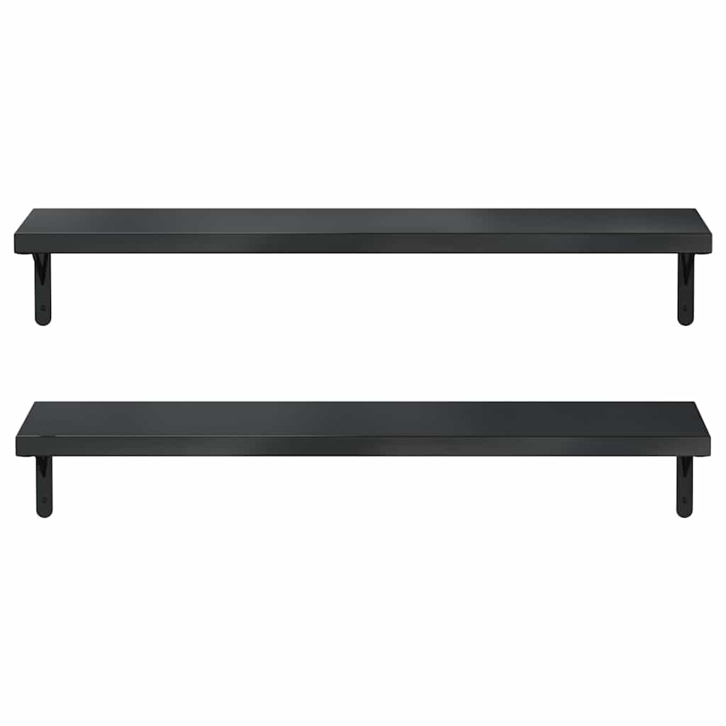 væghylder 2 stk. 100x23,5 cm rustfrit stål sort