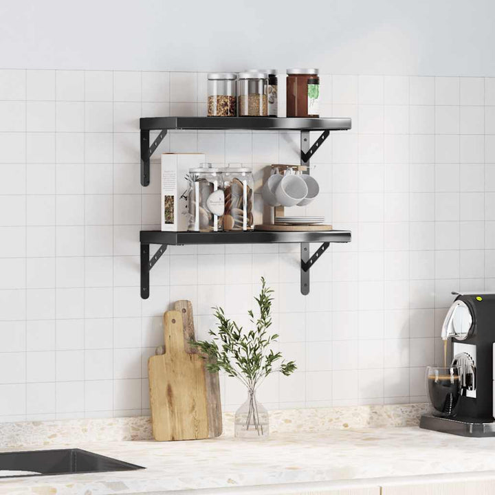 væghylder 2 stk. 50x23,5 cm rustfrit stål sort