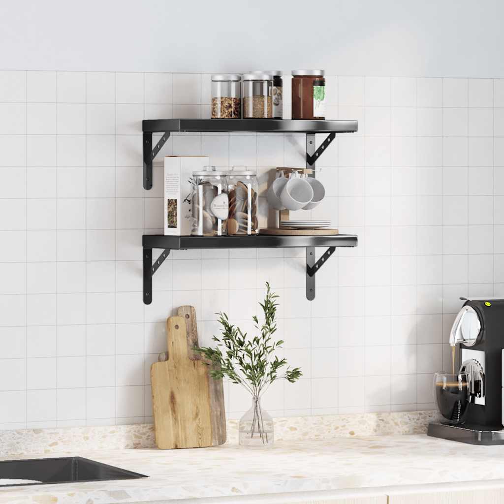 væghylder 2 stk. 50x23,5 cm rustfrit stål sort