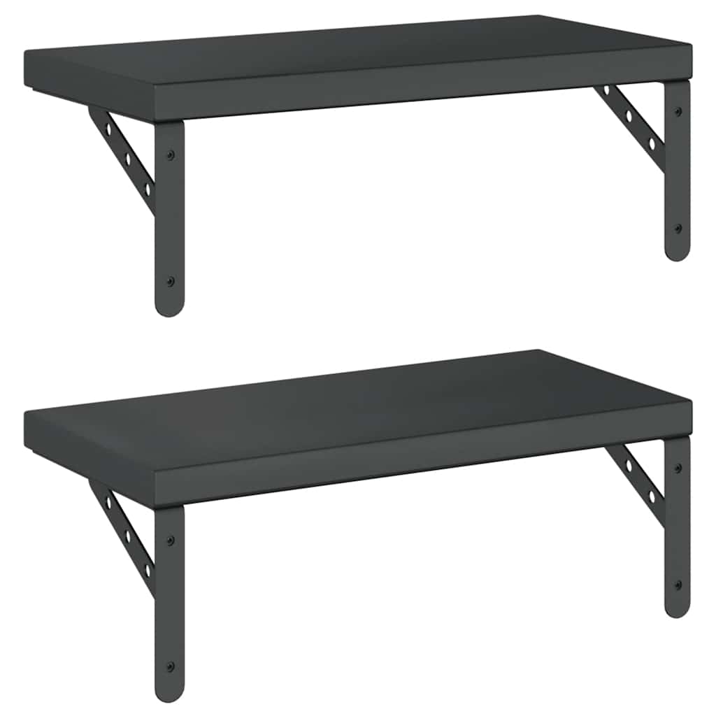 væghylder 2 stk. 50x23,5 cm rustfrit stål sort
