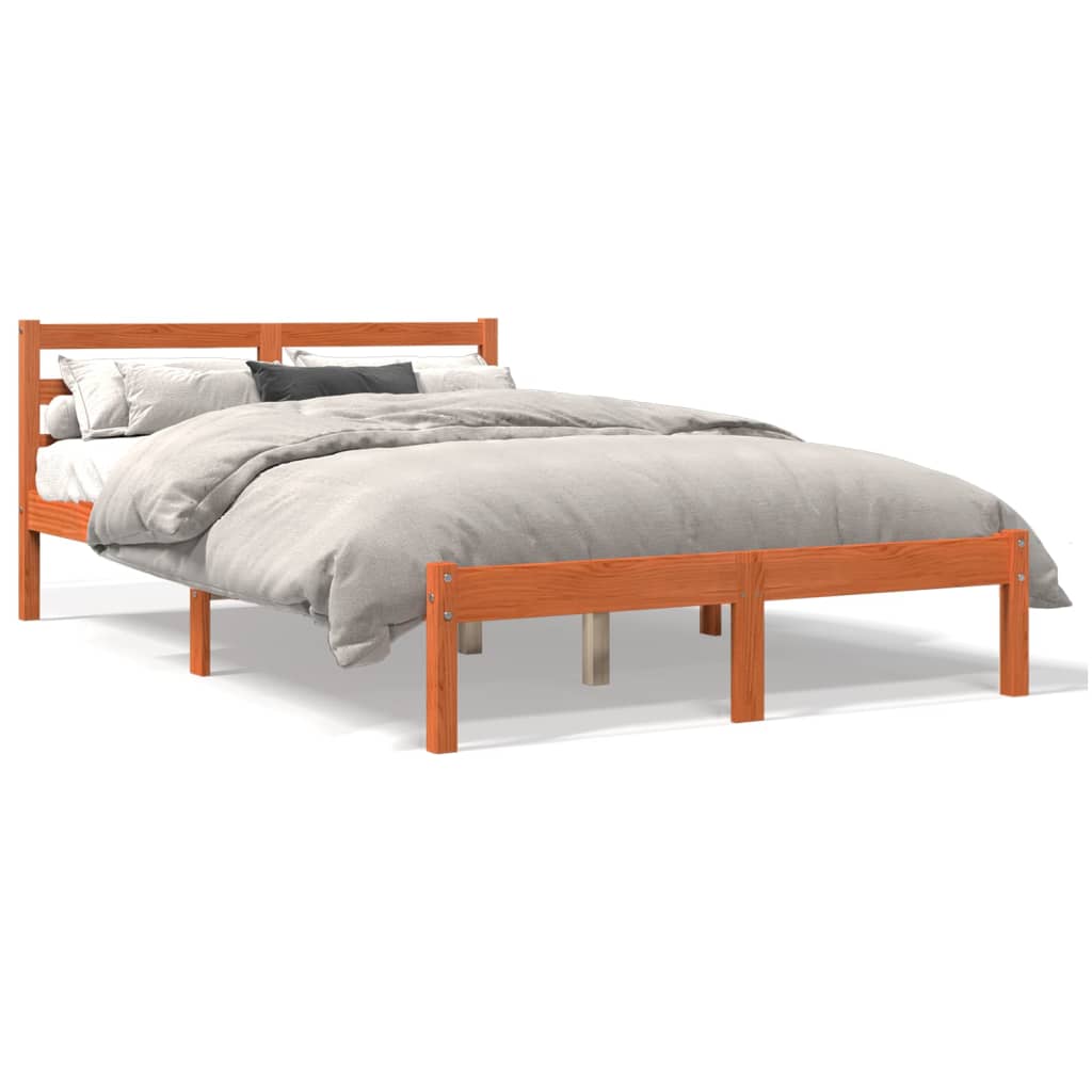 sengeramme uden madras 150x200 cm massivt fyrretræ gyldenbrun