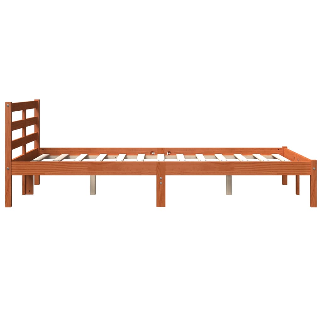 sengeramme uden madras 150x200 cm massivt fyrretræ gyldenbrun