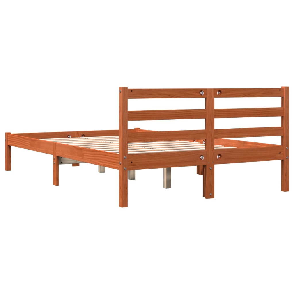 sengeramme uden madras 150x200 cm massivt fyrretræ gyldenbrun
