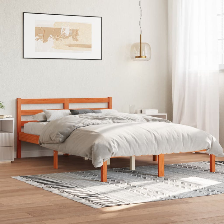 sengeramme uden madras 150x200 cm massivt fyrretræ gyldenbrun