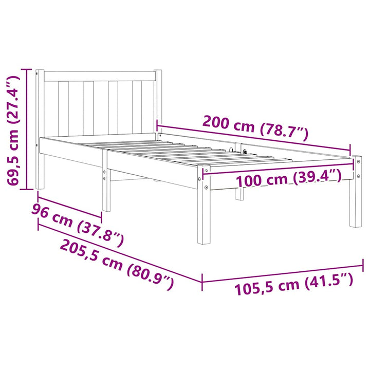 sengeramme uden madras 100x200 cm massivt fyrretræ gyldenbrun