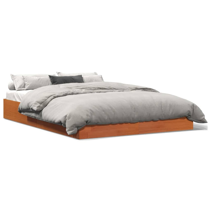 sengeramme uden madras 160x200 cm massivt fyrretræ gyldenbrun
