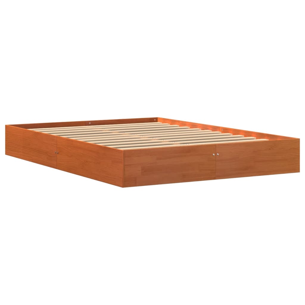 sengeramme uden madras 140x200 cm massivt fyr gyldenbrun