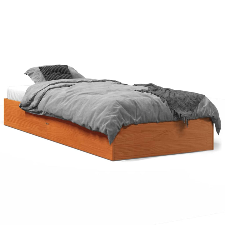 sengeramme uden madras 75x190 cm massivt fyrretræ gyldenbrun