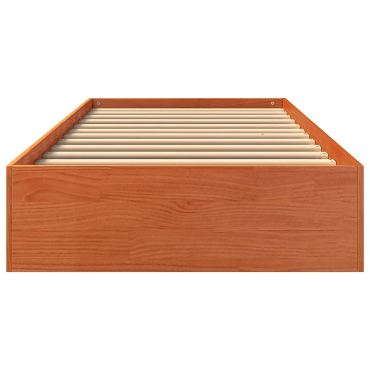 sengeramme uden madras 75x190 cm massivt fyrretræ gyldenbrun
