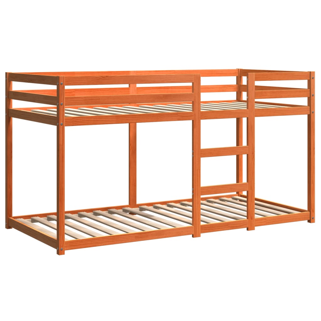 køjeseng 75x190 cm massivt fyrretræ voksbrun