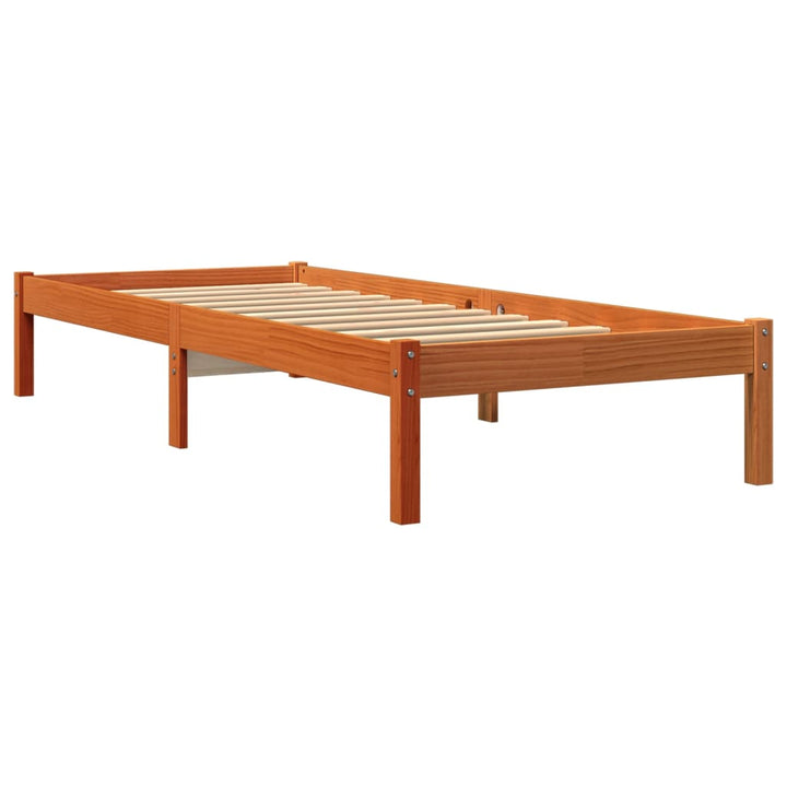 sengeramme uden madras 75x190 cm massivt fyrretræ gyldenbrun