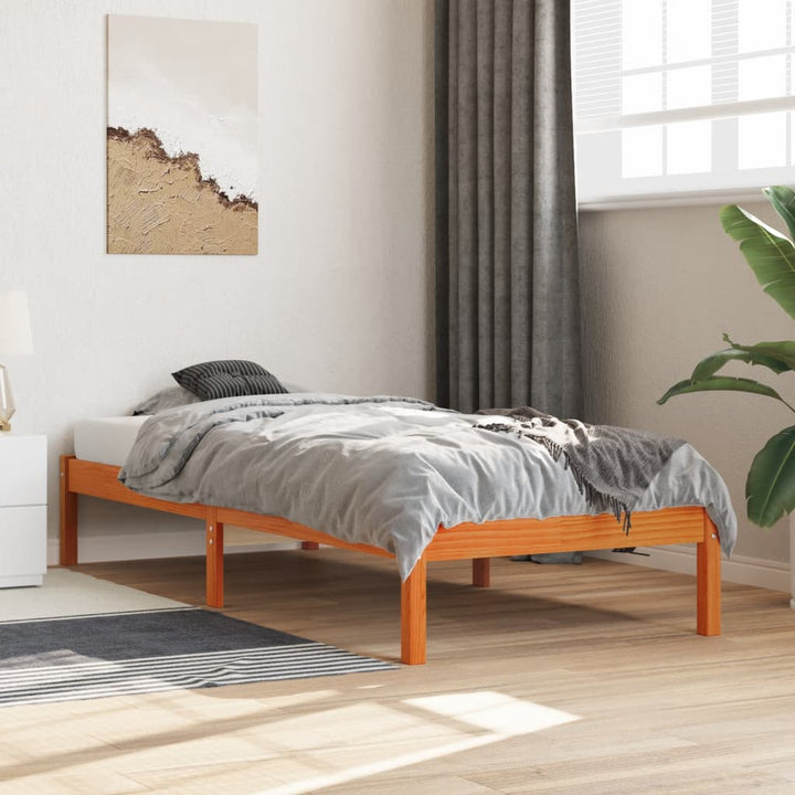 sengeramme uden madras 75x190 cm massivt fyrretræ gyldenbrun