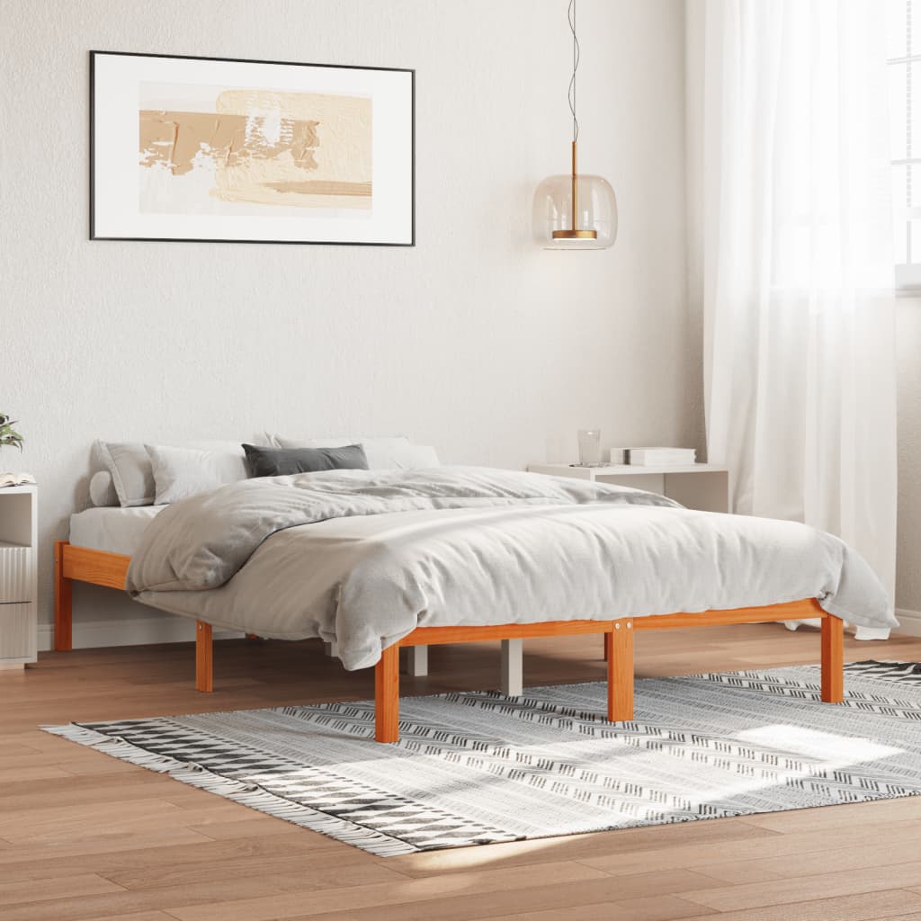 sengeramme uden madras 120x190 cm massivt fyrretræ gyldenbrun
