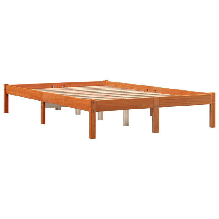 sengeramme uden madras 135x190 cm massivt fyrretræ brun