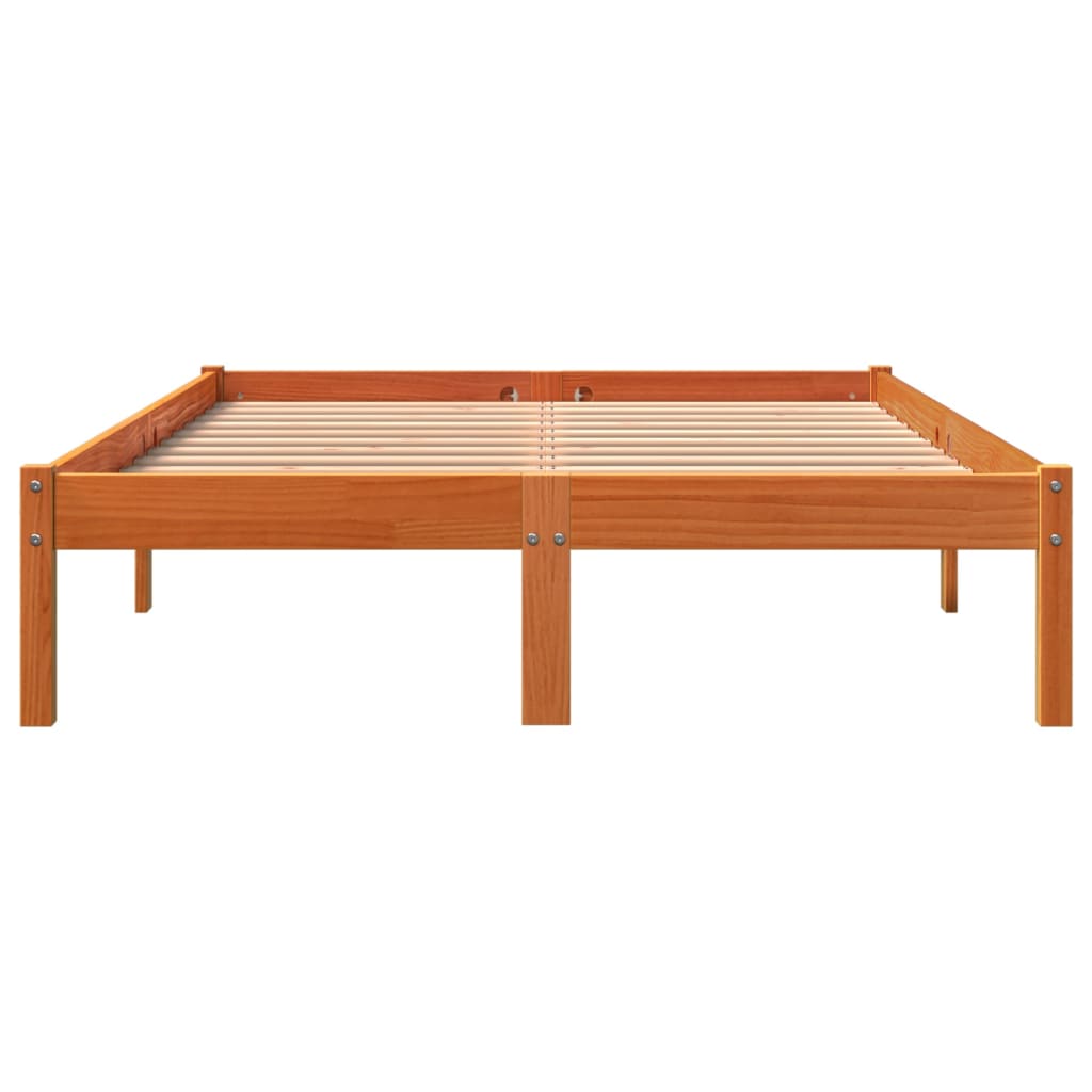 sengeramme uden madras 140x190 cm massivt fyrretræ gyldenbrun