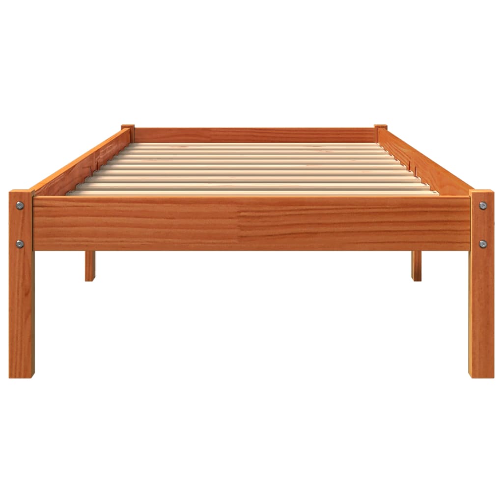 sengeramme uden madras 90x200 cm massivt fyrretræ gyldenbrun