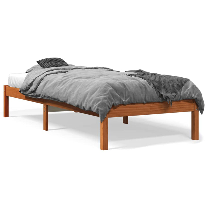 sengeramme uden madras 100x200 cm massivt fyrretræ gyldenbrun