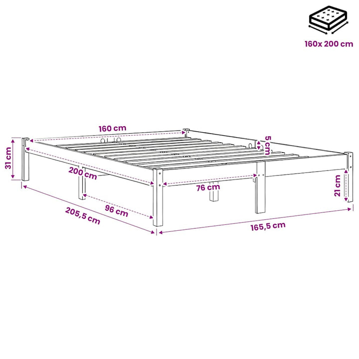 sengeramme uden madras 160x200 cm massivt fyrretræ gyldenbrun