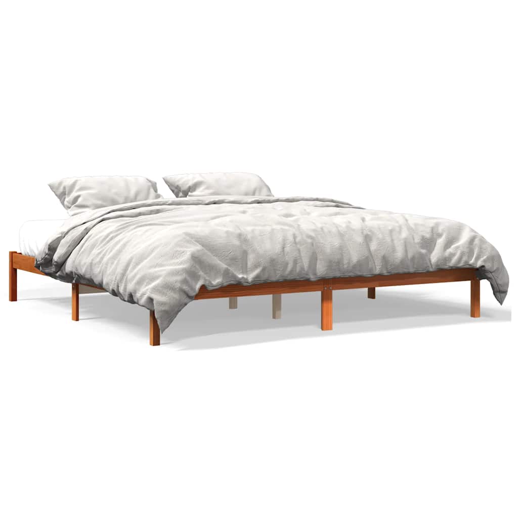 sengeramme uden madras 200x200 cm massivt fyrretræ gyldenbrun