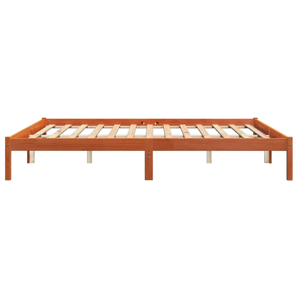 sengeramme uden madras 200x200 cm massivt fyrretræ gyldenbrun
