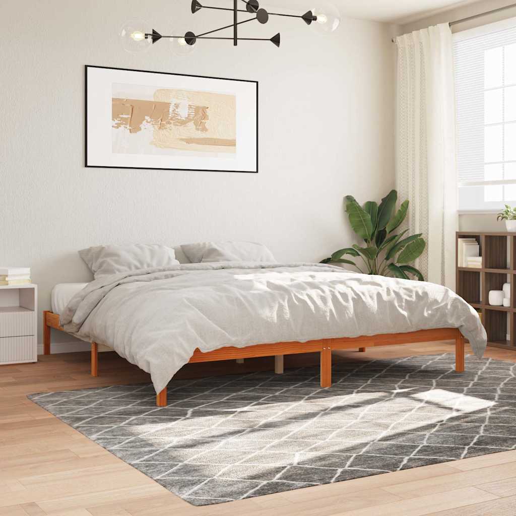 sengeramme uden madras 200x200 cm massivt fyrretræ gyldenbrun