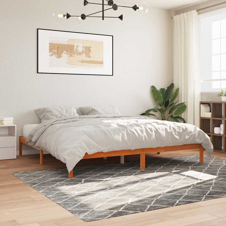 sengeramme uden madras 200x200 cm massivt fyrretræ gyldenbrun