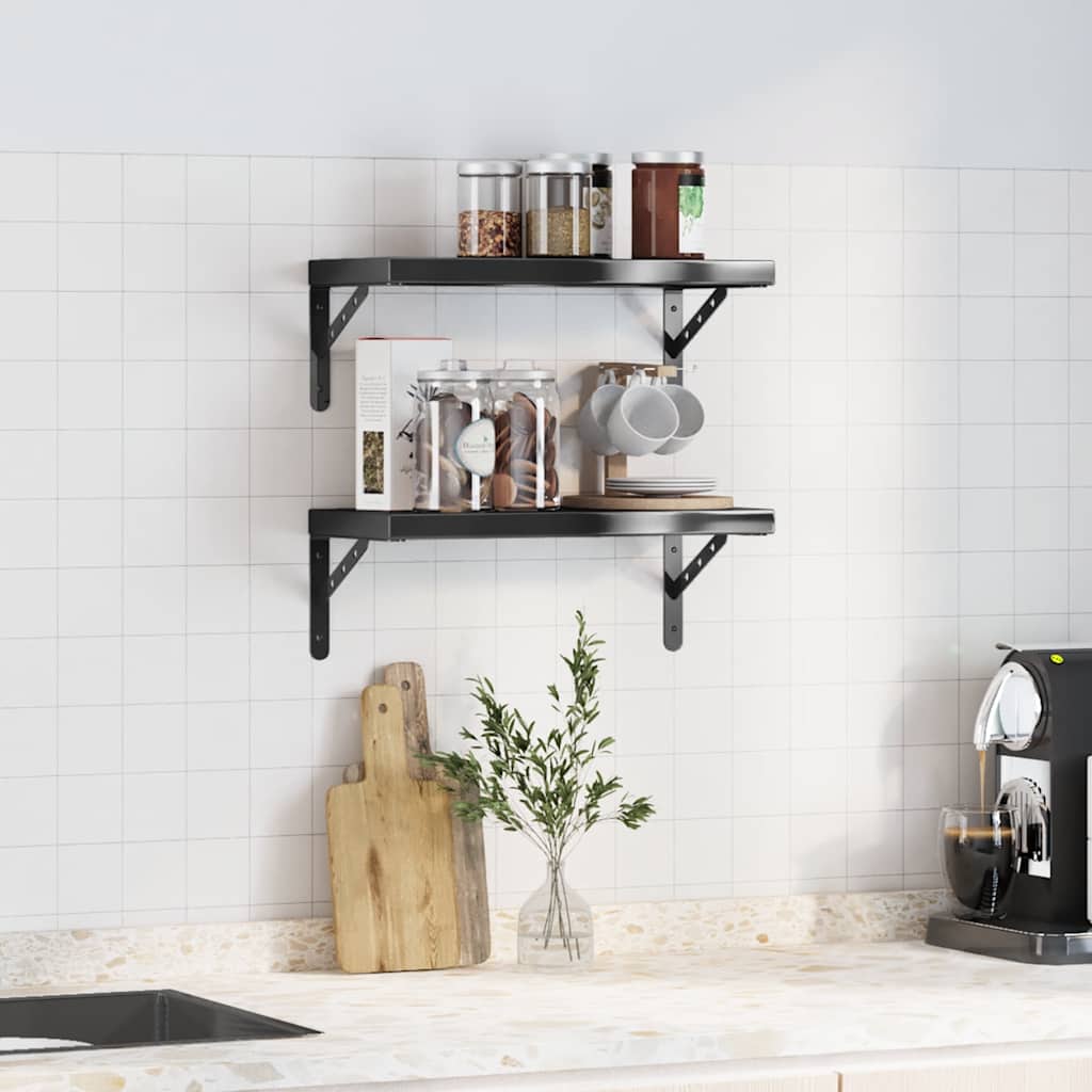 væghylder 2 stk. 50x23,5 cm rustfrit stål sort