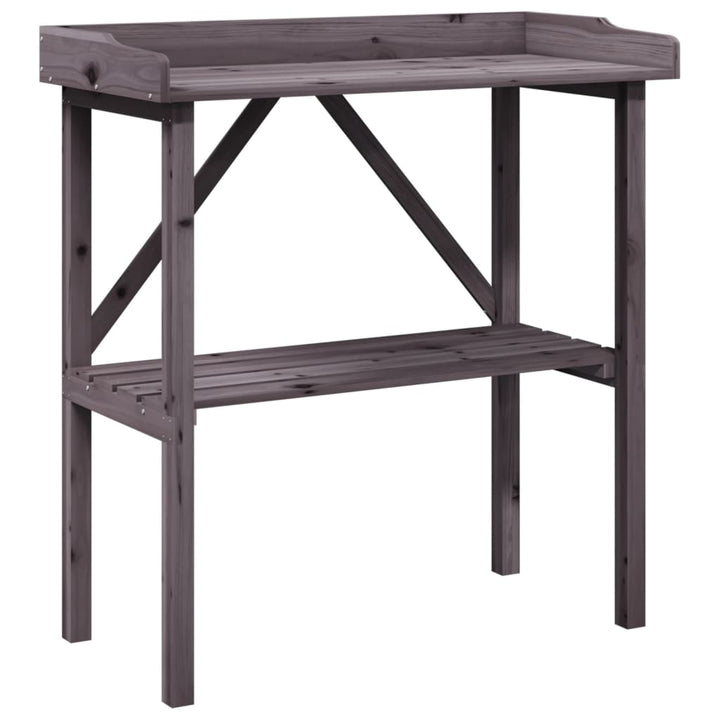 plantebord med hylde 78x38x82,5 cm massivt grantræ grå